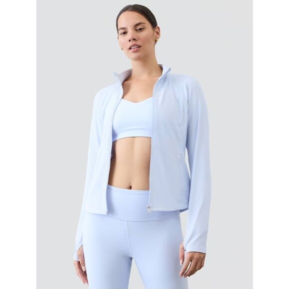 Athleta S Salutation Ribbed Jacket III Gossamer Blue Rib SMALL Regular - Picture 5 of 5